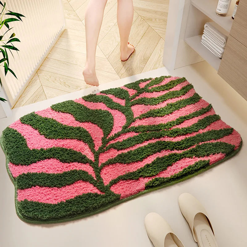 Rynx | Tufting Plant Bathroom Mat Living Room Rug Soft Bath Mat Bedroom Night Storage Carpet Door Floor Non-Slip Mat Aesthetic Home Decor