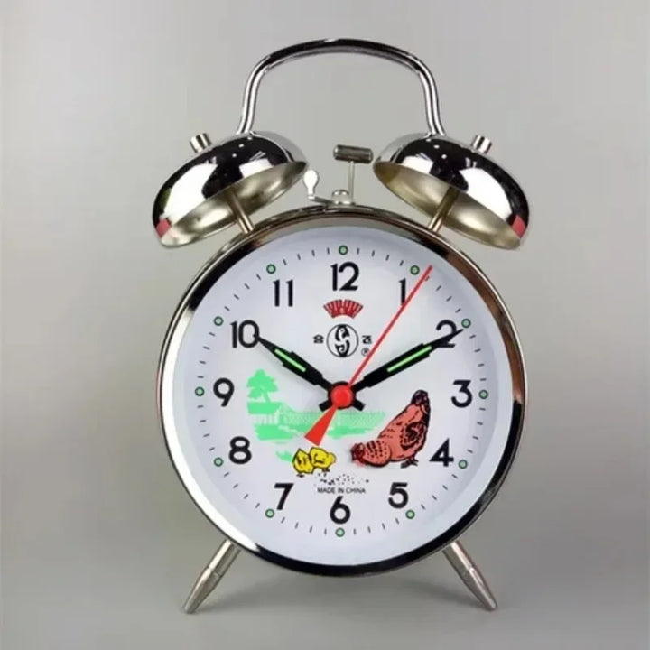 Rynx | Metal Mechanical Alarm Clock Creative Desk Nightstand Table Clock Alarm Bedroom Decoration Accessories Battery Operated