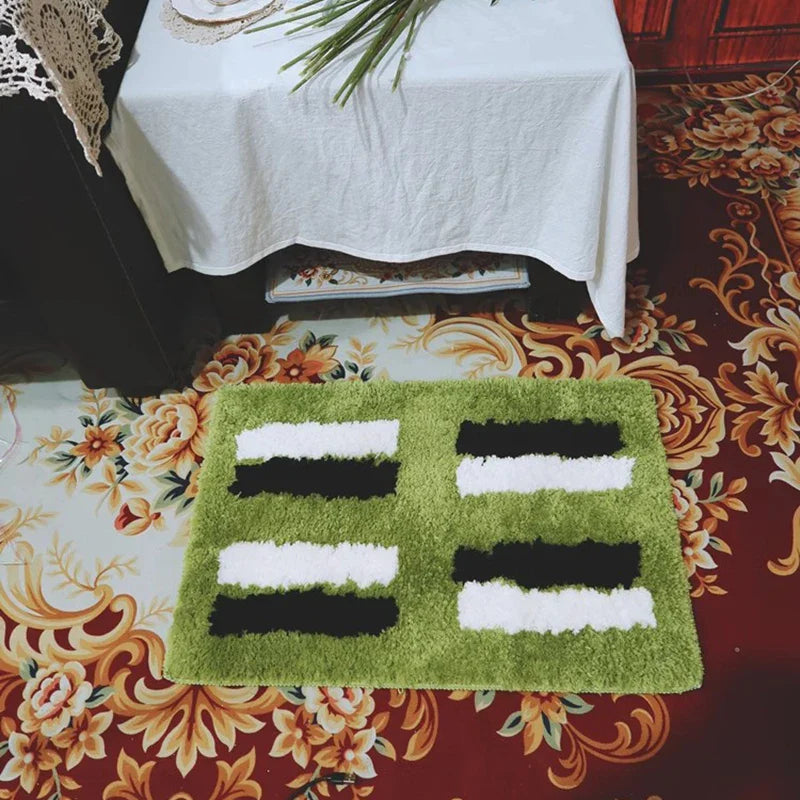 Rynx | Tufting Green Bath Mat Living Room Rug Soft Nightstand Rug Bathroom Mat Door Floor Anti-Slip Pad Aesthetic Home Decor 45x65cm