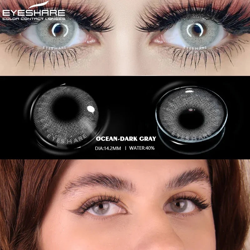 Rynx | 1 Pair Colored Lenses Ocean Colored Contact Lenses Beautiful Pupil Makeup Contact Lens Annual Use Cosmetic Beauty Eye Lenses