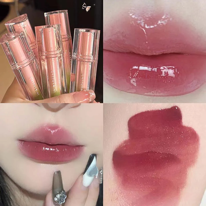 Lisslune | Ice Jelly Glossy Lip Glaze Feuchtigkeitsspendender Glas Lippen Wasser Licht Lippenstift Rose Beere Glasiert Spiegel Lippen Glanz Langanhaltendes Make-up