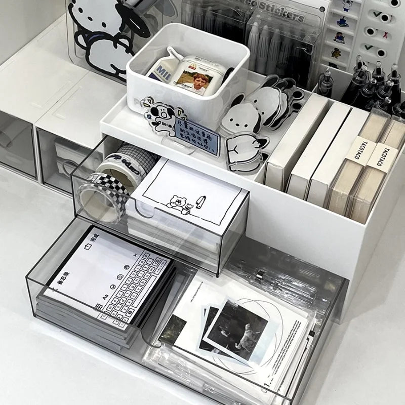 Rynx | Multifunctional Pen Holder Storage Box Drawer Type Study Student Desk Stationery Pen Holder Office Desk Organizer