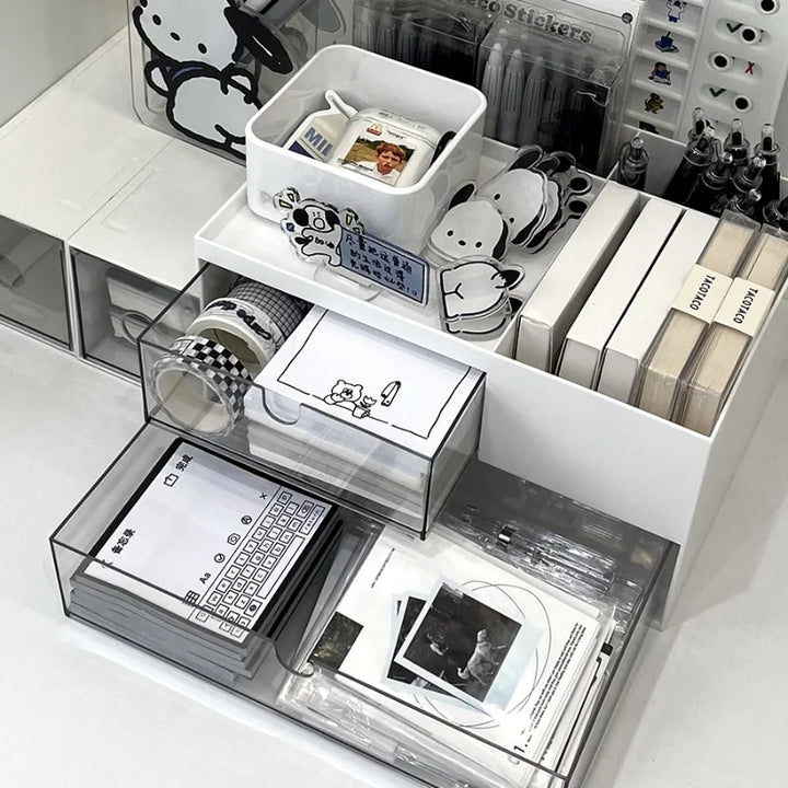 Rynx | Multifunctional Pen Holder Storage Box Drawer Type Study Student Desk Stationery Pen Holder Office Desk Organizer