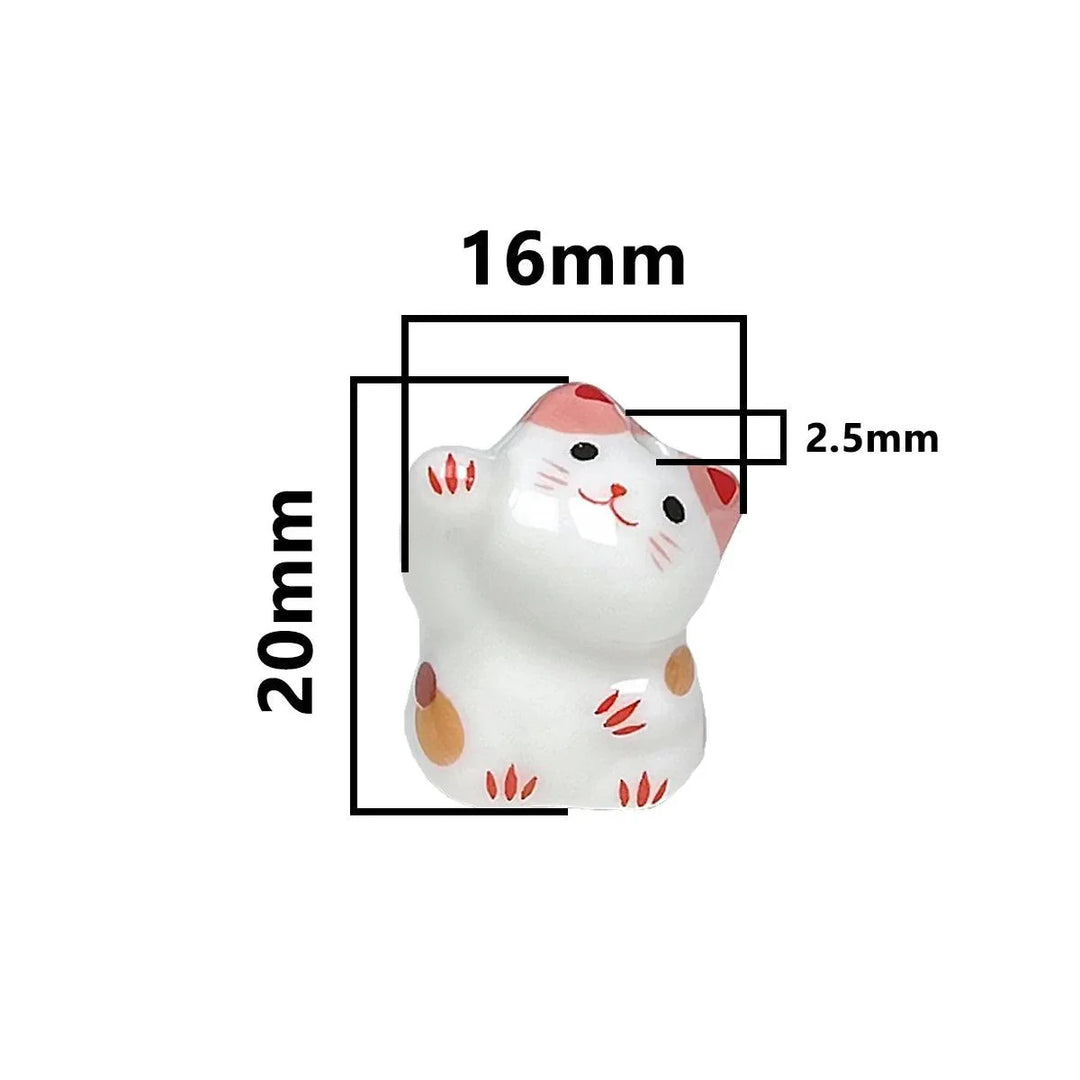 Lisslune | Charming anime-inspired lucky cat ceramic beads for creative jewelry projects - 15x21mm porcelain essentials with vertical hole