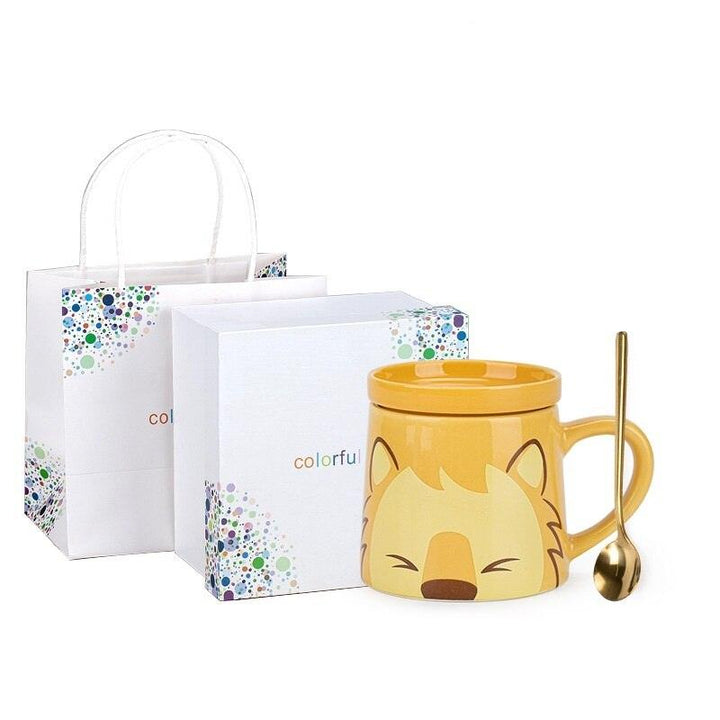 Lisslune | Beautiful cat-inspired ceramic mug set with matching spoon and lid