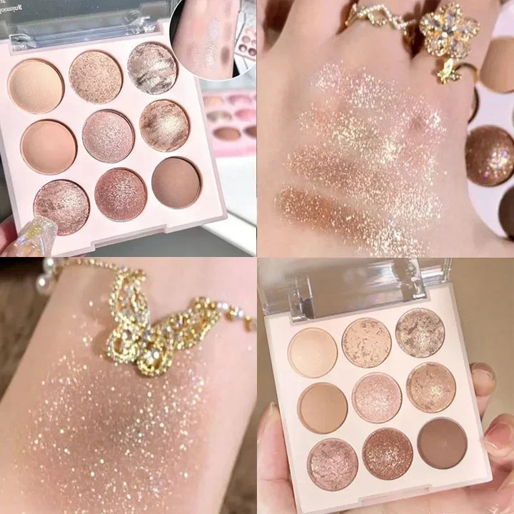 Rynx | Ice Cream Eyeshadow Palette Glitter Pink Aegyosal Blush Oat Milk Tea Purple Eyeshadow Cool Tones Korean Makeup Women Cosmetics