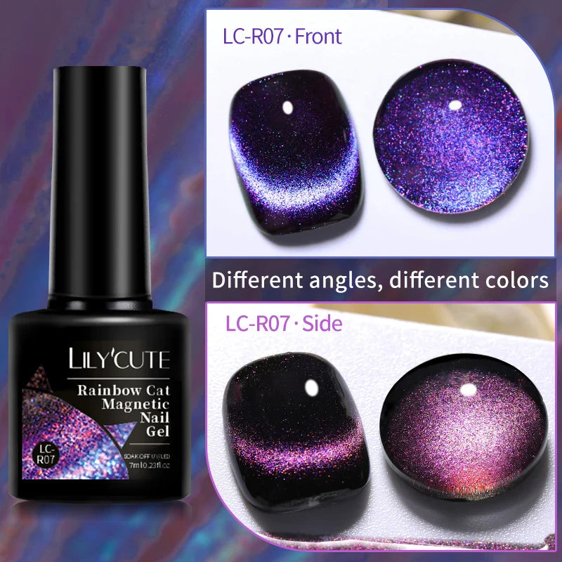 Rynx |7ML Snowlight Cat Magnetic Gel Nail Polish Grow-In-Dark Reflection Glitter Laser Semi-Permanent Soak Off UV Gel Nail Polish