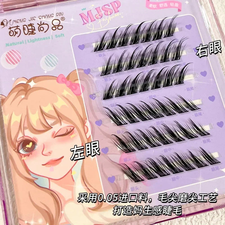 Rynx | Hybri Flying Fox False Eyelashes Single Cluster Hybrid Extension Segmented Natural Fox Eye Effect Single Eyelash Makeup Tool