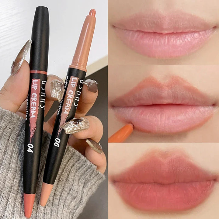 Rynx | Lipstick Pencil Lipliner Matte Contour 3D Lip Shape Lipstick Pencil Waterproof Long-lasting Non-sticky Cup Smooth Lipstick Pencil Makeup