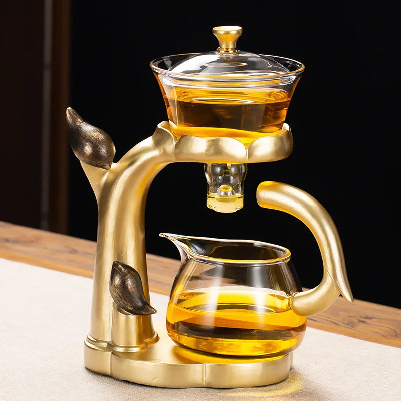Lisslune | Kung Fu Teapot Household Magnetic Extraction Semi-Automatic Lazy Tea Preparation Tool Glass Tea Set