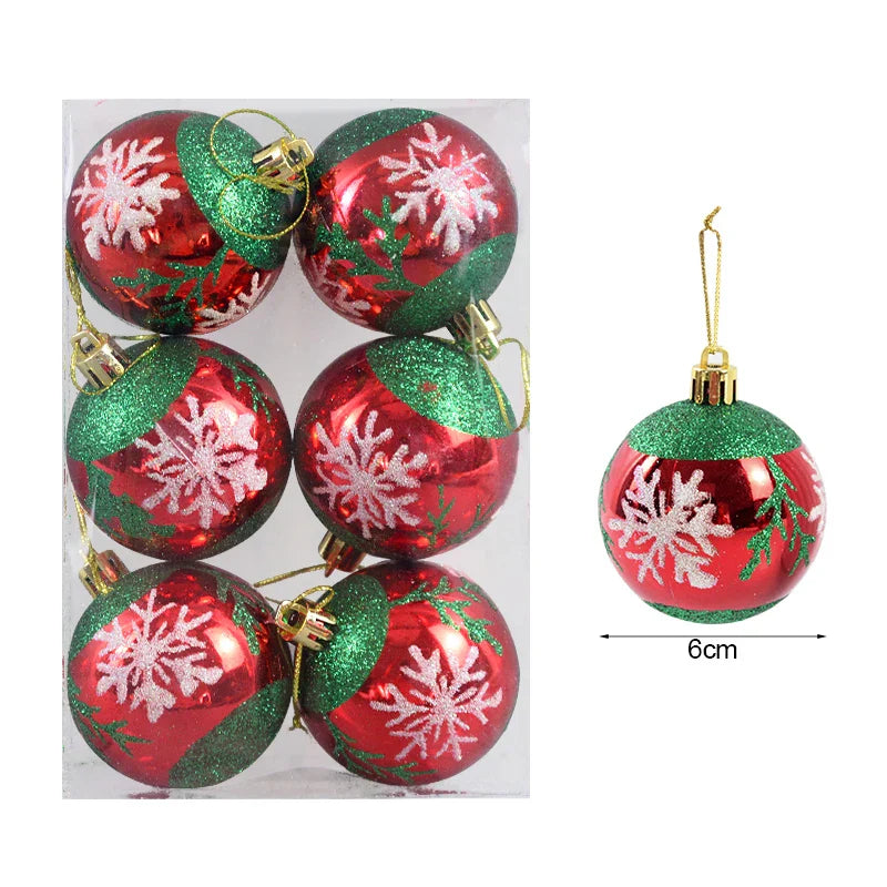 Rynx 6pcs/Box 6cm Christmas Tree Balls Ornaments Xmas Tree Hanging Decorations Christmas Decorations for Home Navidad Natal New Year Gift