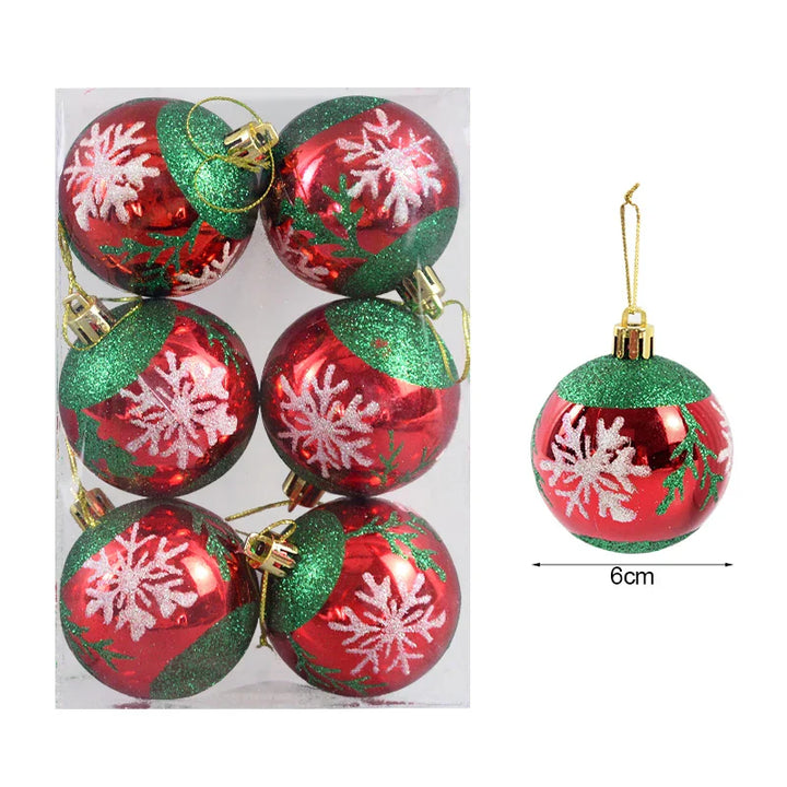 Rynx 6pcs/Box 6cm Christmas Tree Balls Ornaments Xmas Tree Hanging Decorations Christmas Decorations for Home Navidad Natal New Year Gift