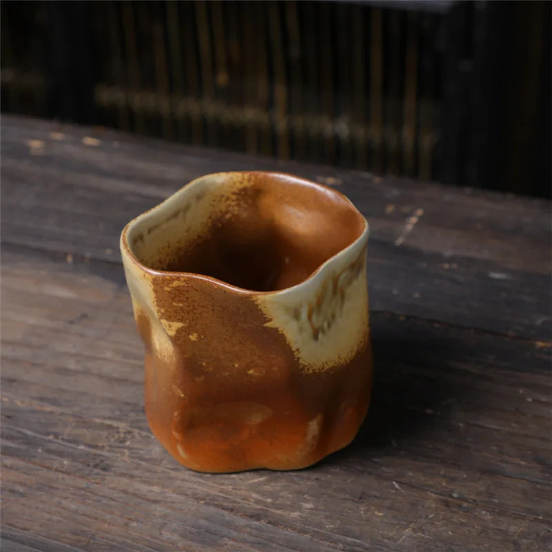 Lisslune | Irregular twisted shape cup 9.47 ounces/280 ml ceramic coffee tea cup without handle polychromatic creative ceramic mugs coffee mugs retro
