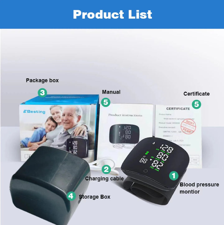 Lisslune | Digital Wrist Blood Pressure Monitor with LCD Display – PulseTrack