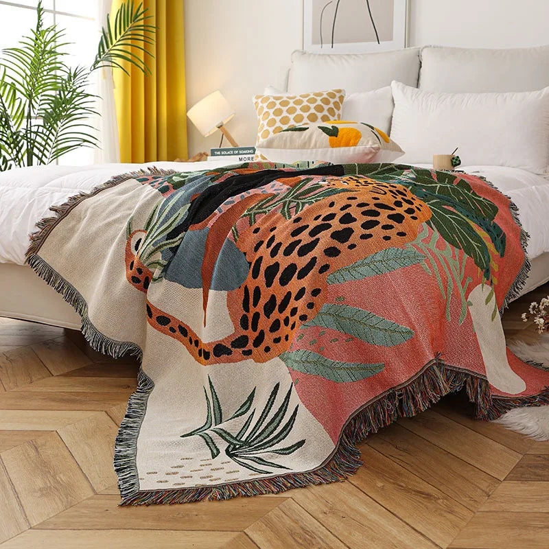 Lisslune | Jungle Cats Woven Throw Blanket