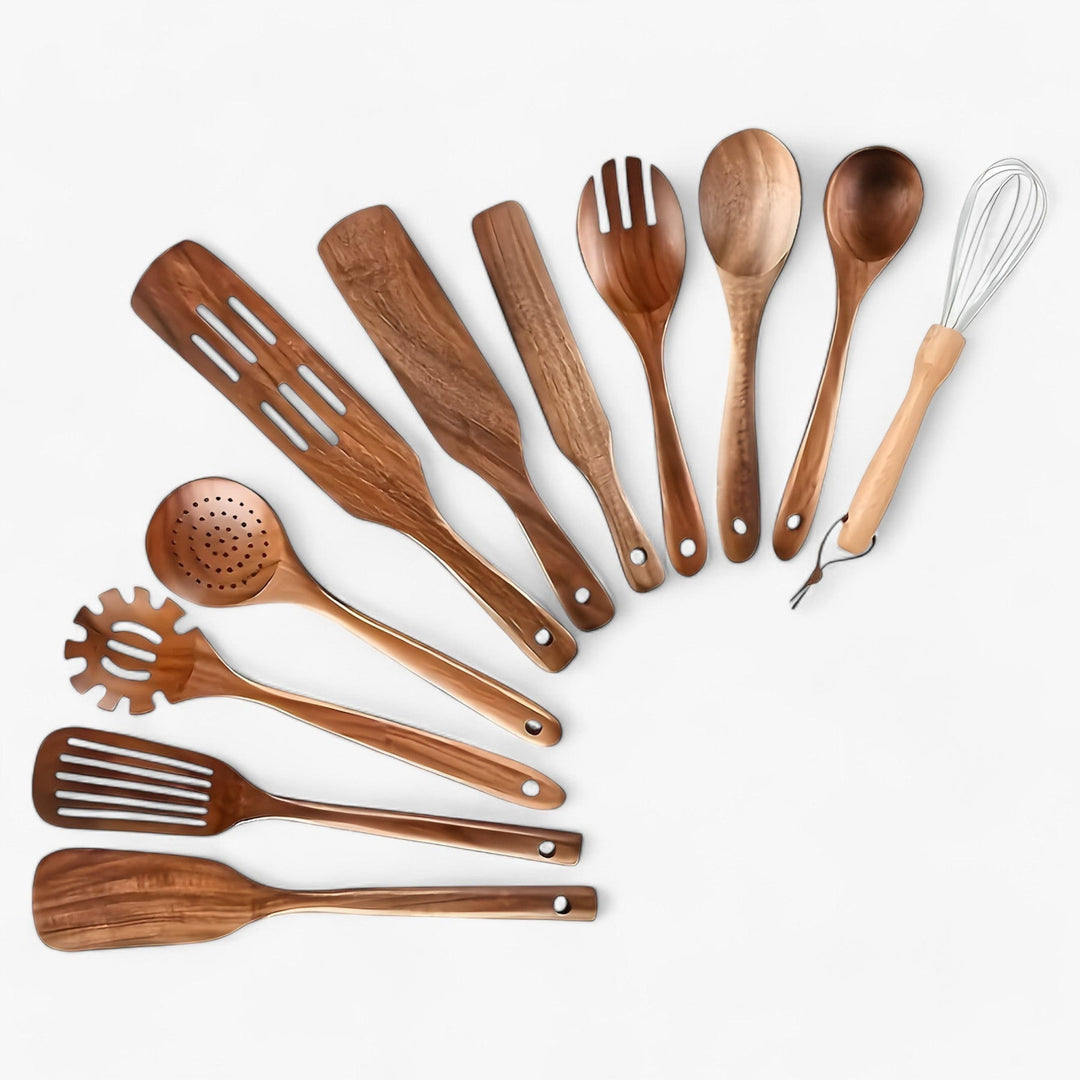 Lisslune | EcoWood Kitchen Utensil Set made of Wood with 11 Pieces