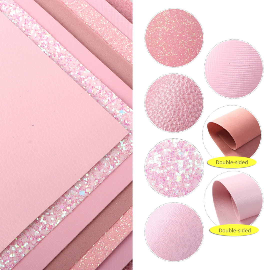Lisslune | Elegant Pink Lychee Glitter Artificial Leather Craft Sheets for Stunning DIY Projects