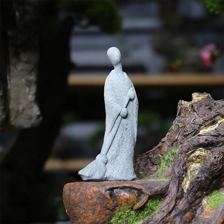 Lisslune | Buddha Stone Statue Small Buddhist Monks Tibetan Buddhism Figures Zen Garden Ornament Meditation Home Aquarium Decoration
