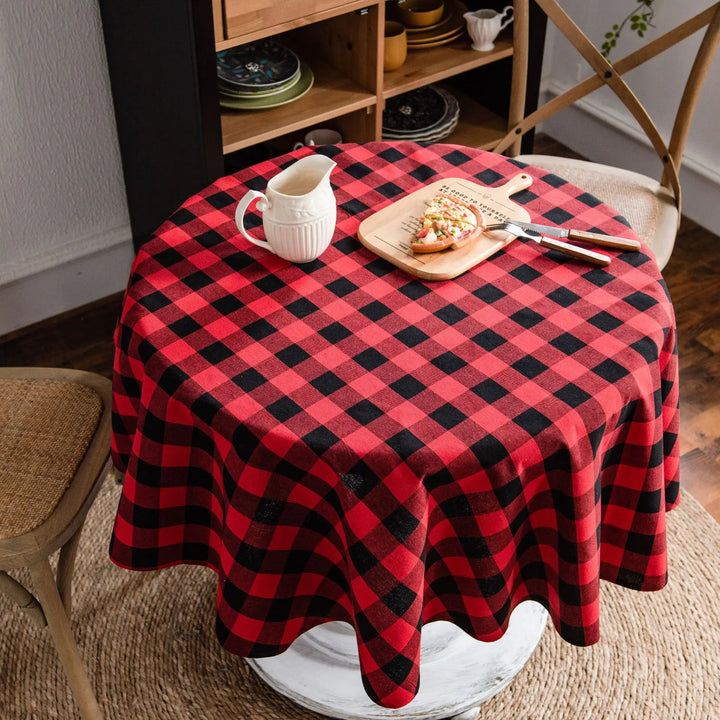 Rynx Christmas Plush Tablecloth Cotton Tablecloth Vintage Dining Table Cover for Dinner Table Party Birthday Christmas Decoration