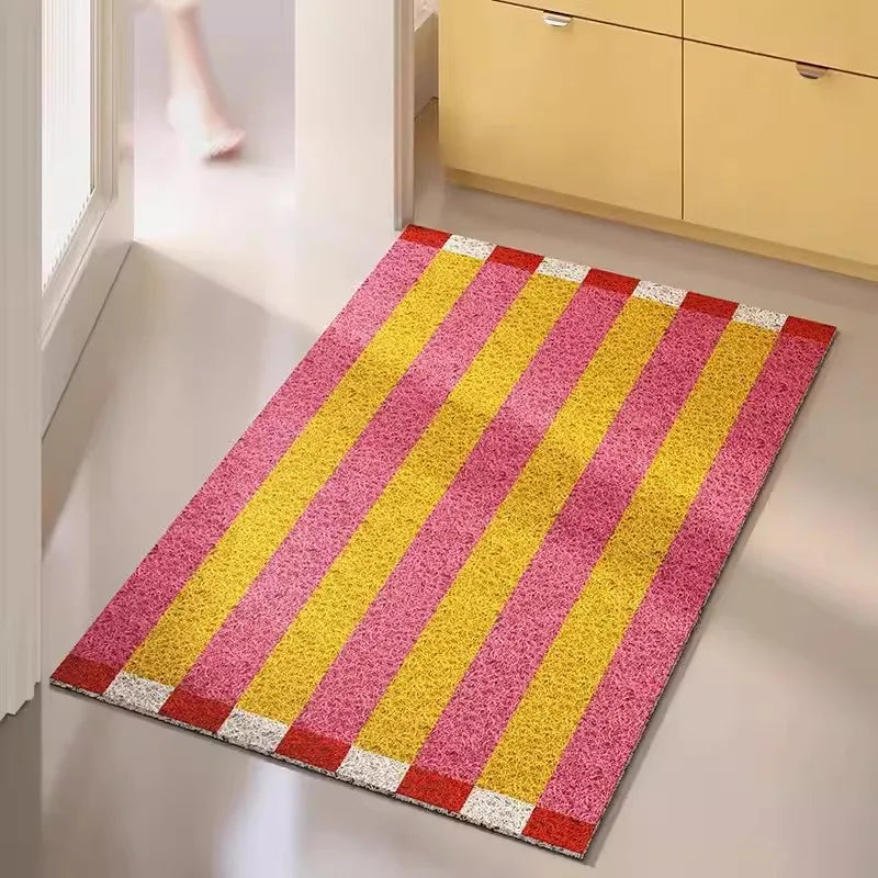 Rynx | Striped PVC Door Mat Cuttable Geometric Entrance Welcome Mat Rug Anti Dust Mat Outdoor Aesthetic Living Space Decor