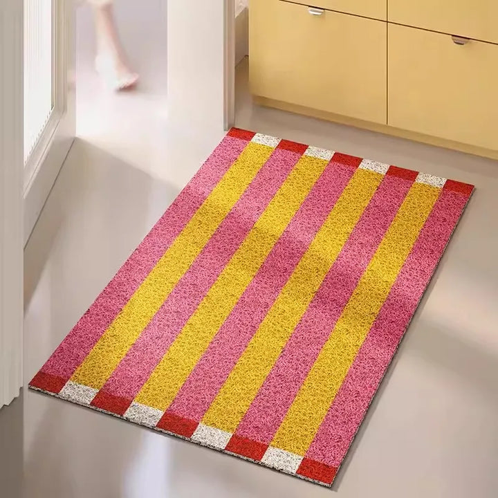 Rynx | Striped PVC Door Mat Cuttable Geometric Entrance Welcome Mat Rug Anti Dust Mat Outdoor Aesthetic Living Space Decor