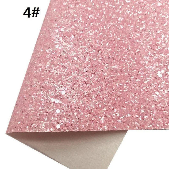 Lisslune | Sparkling Pink Chunky Glitter Synthetic Leather Craft Sheets - Essential for DIY Creators