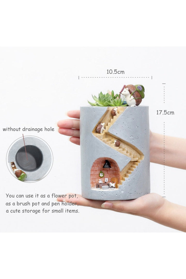 Lisslune | Hedgehog figurines flower pot