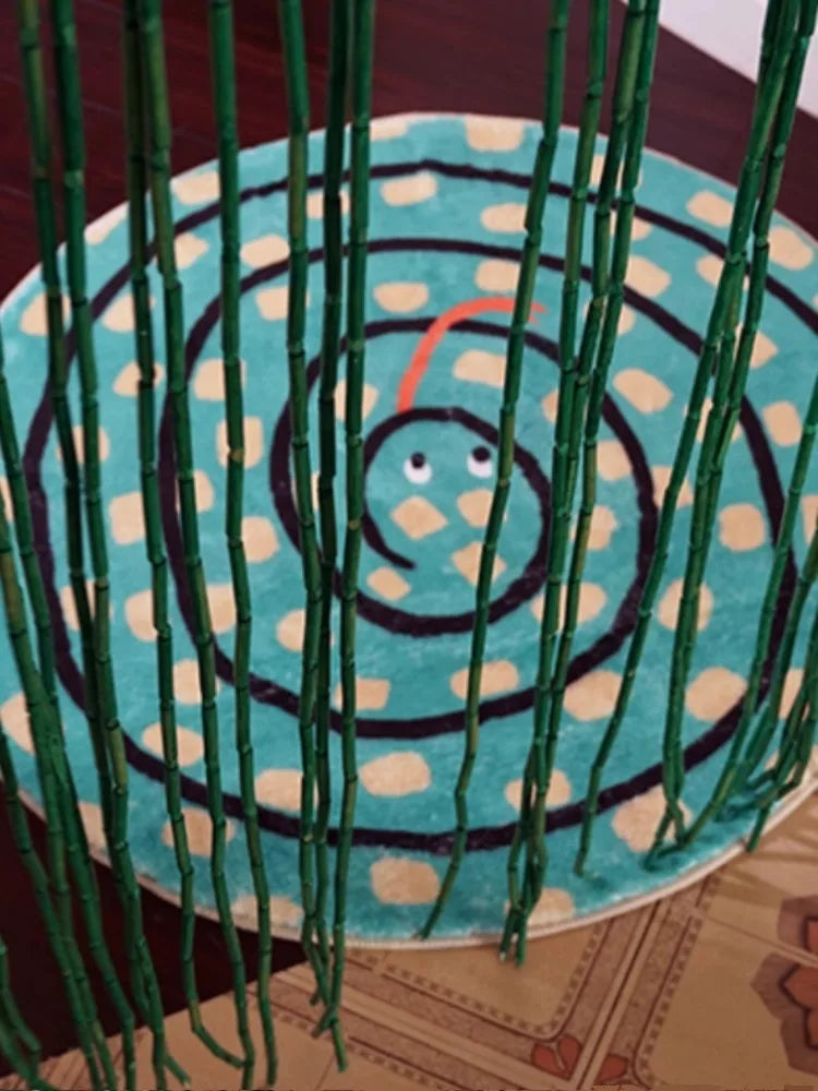 Rynx | Round Bedroom Nightstand Rugs Sweet Snake Living Room Large Area Decor Rug Soft Girls Room Carpet Plush Wardrobe Rugs Rug