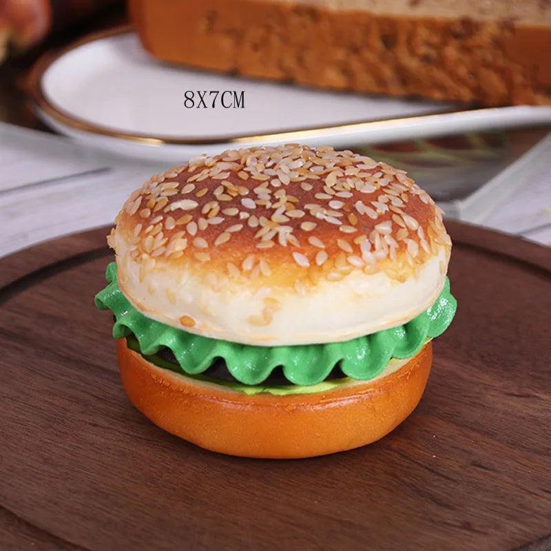 Lisslune | Life-like Hamburger Cake Model for Home Decoration and Photography - 1PC PU+PVC Artificial Food Prop