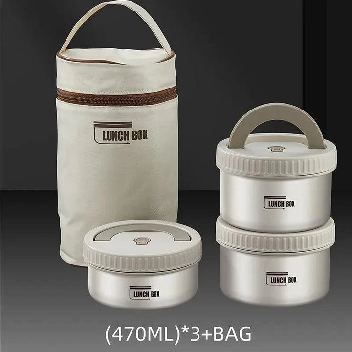 Lisslune | Stainless Steel Thermo Bento Lunch Box Set with Portable Stackable Design