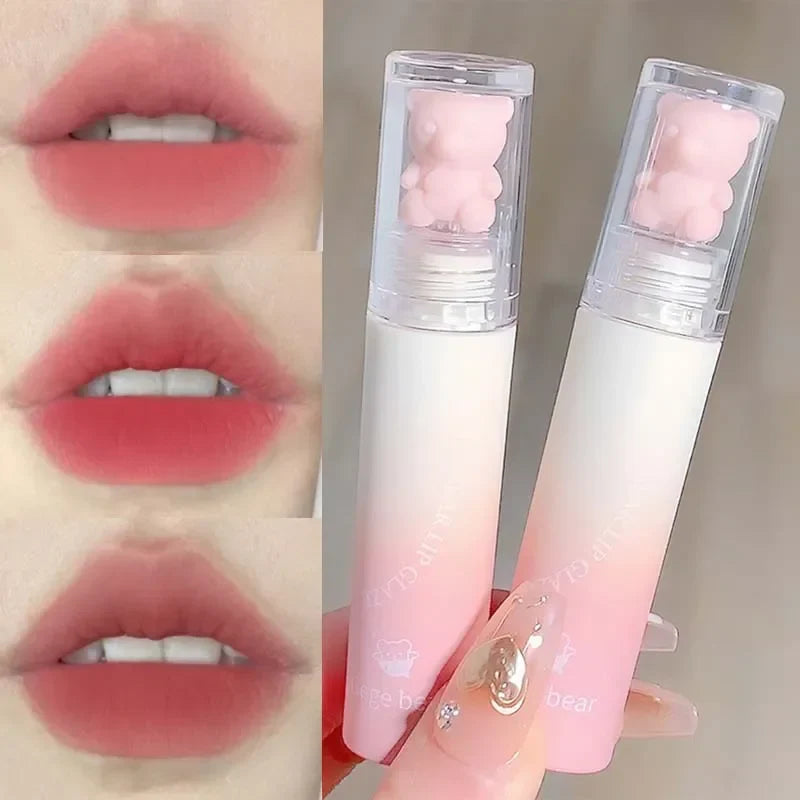 Rynx | Sweet Bear Velvet Lip Gloss Girl Matte Lip Glaze Waterproof Durable Chestnut Brown Lip Mud Korean Makeup Liquid Lipsticks