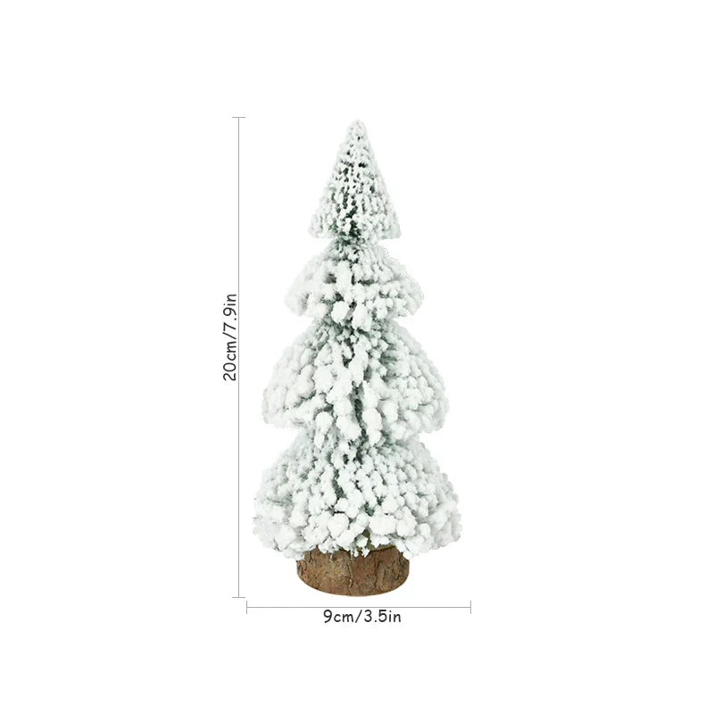 Rynx Mini Christmas Tree Ornament Snow Pine Tree Christmas Decorations for Home Desktop Xmas Navidad New Year Gift DIY Craft
