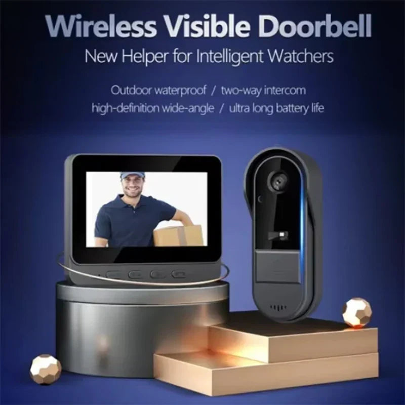 Lisslune | Wireless Video Doorbell with Intercom & Night HD Vision – 4.3” IPS Display, Waterproof