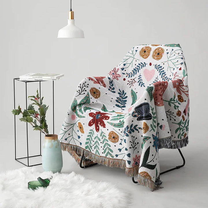 Rynx | Textile City of the Hirschwald Multifunctional Woven Jacquard Blanket Plant Flowers Home Decor Sofa Throw Double-Sided Bedspread
