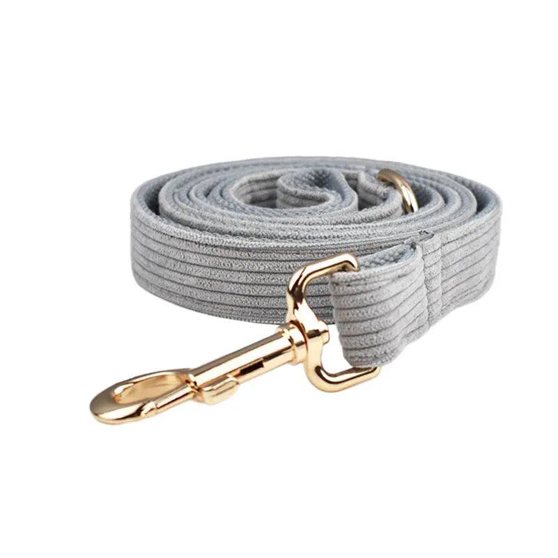 Lisslune | Personalized light gray cord collar and leash set with stylish accessories