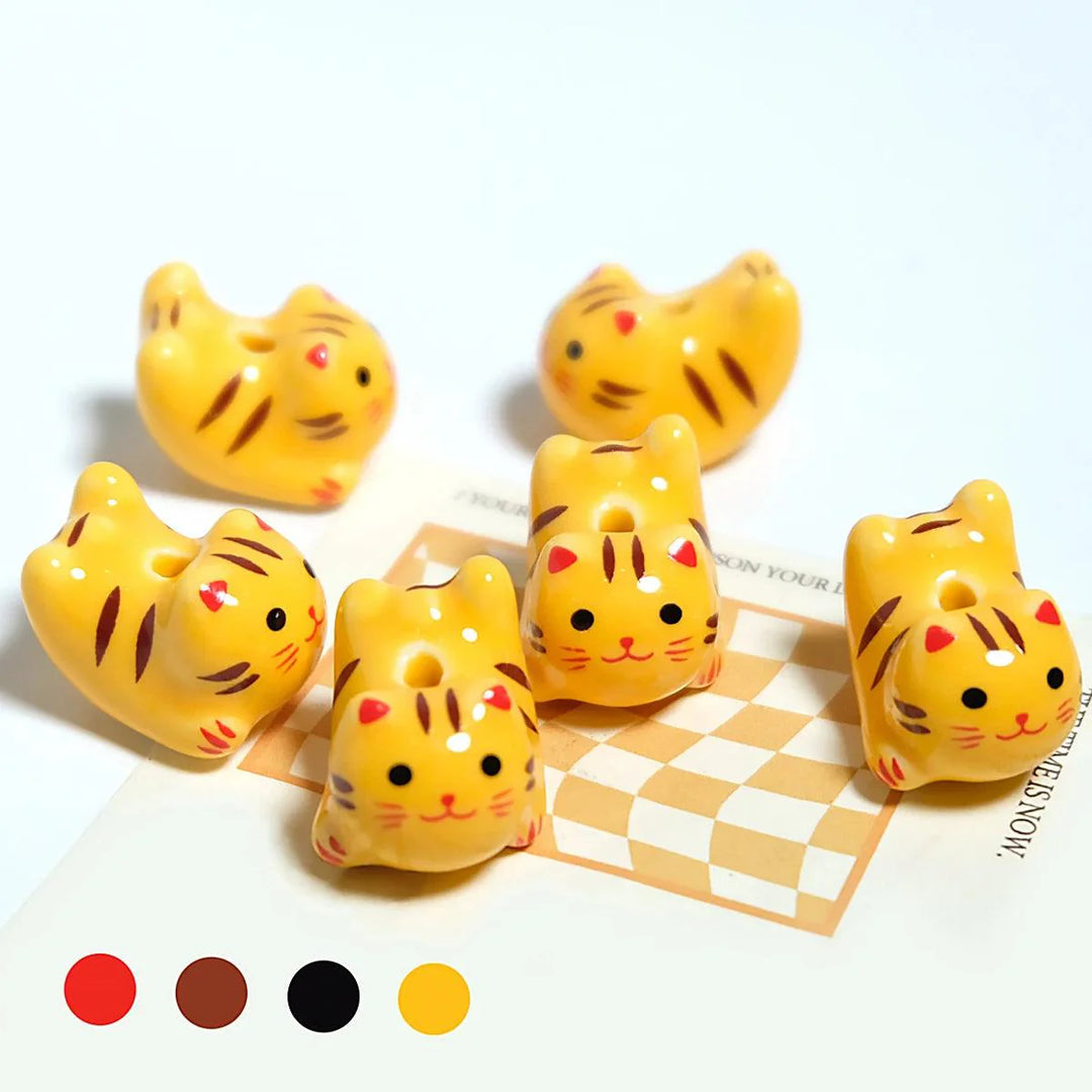 Lisslune | Charming anime-inspired lucky cat ceramic beads for creative jewelry projects - 15x21mm porcelain essentials with vertical hole