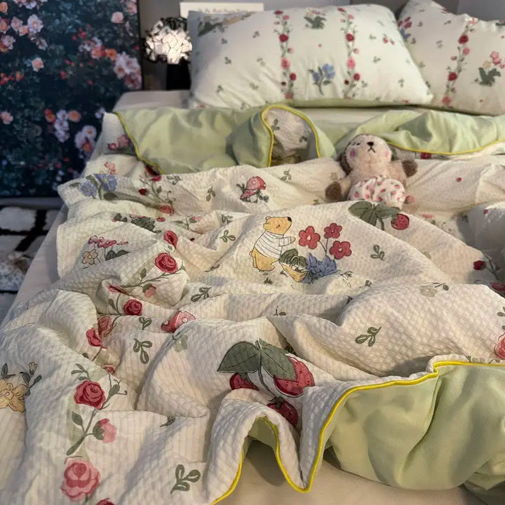 Rynx | Summer Blanket Cool Quilt Sweet Flower Blowing Cotton Summer Quilt Sleeping Naked Air Conditioning Quilt Lightweight Washable