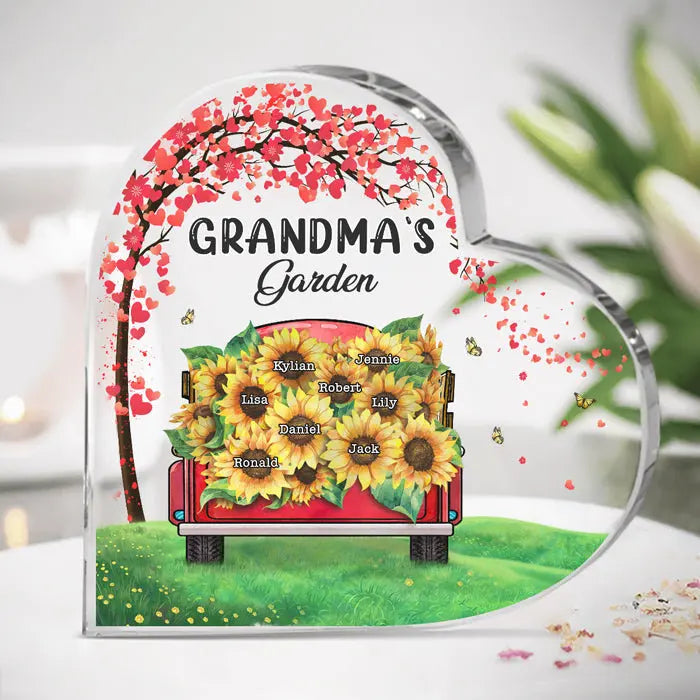Rynx | Hand print grandmother print acrylic heart plaque grandmother birthday gifts son for grandmother keepsake bedroom table desk decor