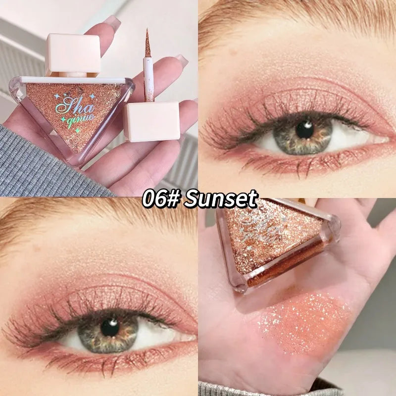 Lisslune | Flüssiger Lidschatten Perlmutt schimmernd Monochrom Perlig Fein Funkelnde Pailletten Lidschatten Highlighter Langanhaltend Schnell trocknend