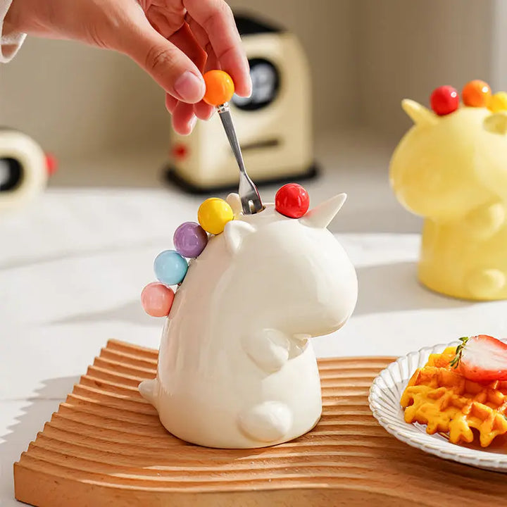 Lisslune | Ceramic Unicorn Stainless Steel Fruit Fork Set