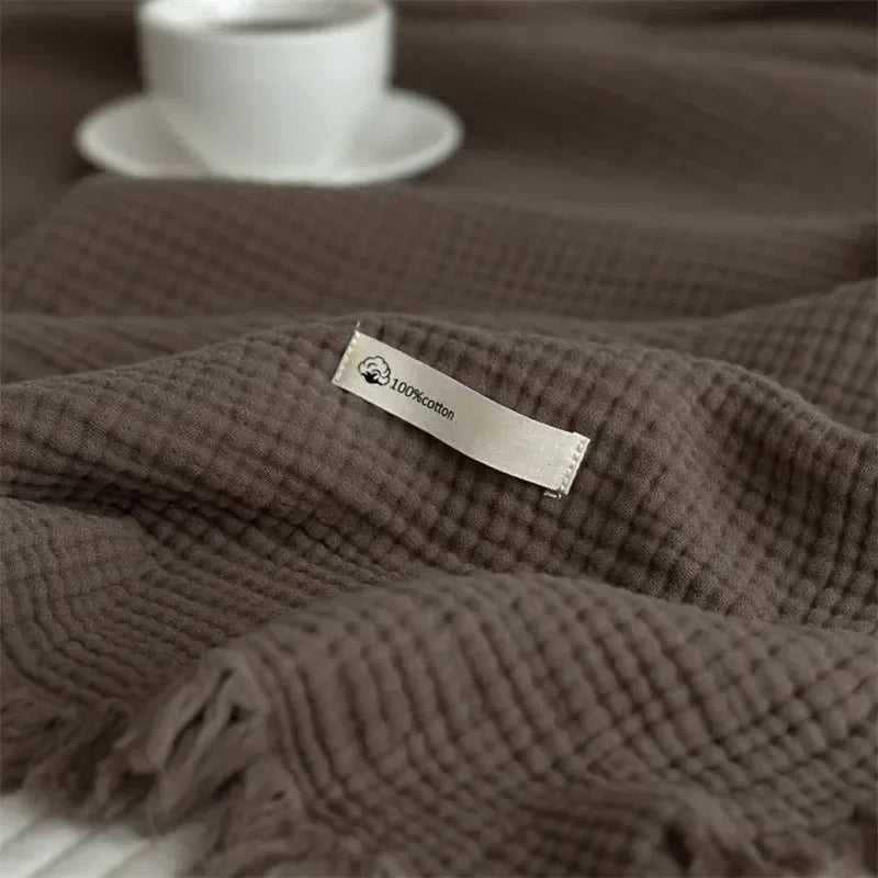 Lisslune | Solid color cotton sofa blanket