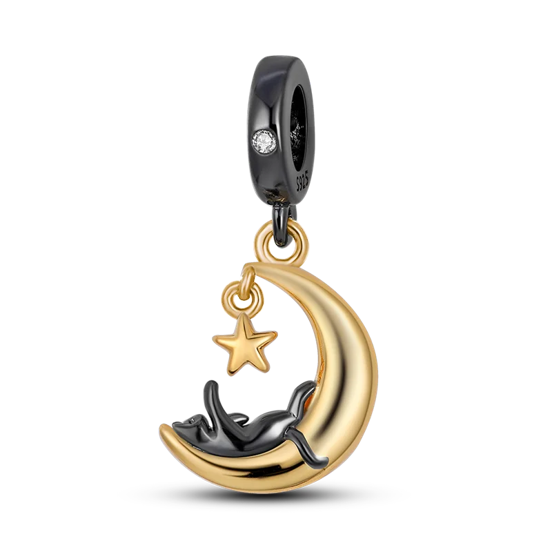 Lisslune | 925 Silver Golden Leopard Charms Beads Colorful Chameleon Rhinoceros Lion Scarab Cat Pendant Compatible with Original Pandora Bracelet Jewelry