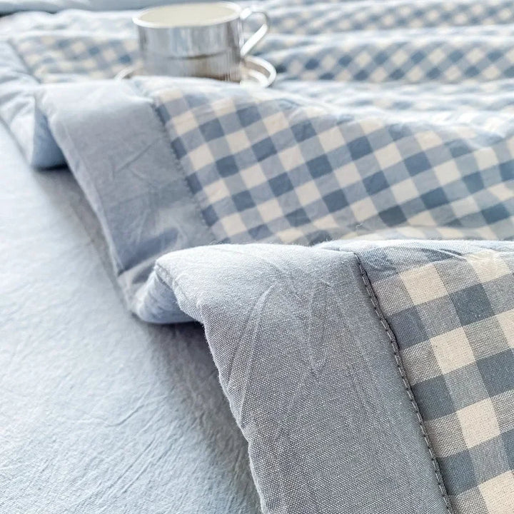 Rynx Summer Duvet Machine Washable Bed Cover Grid King Size Blanket Double Cotton Soft Fashion Air Conditioning Cool Quilt