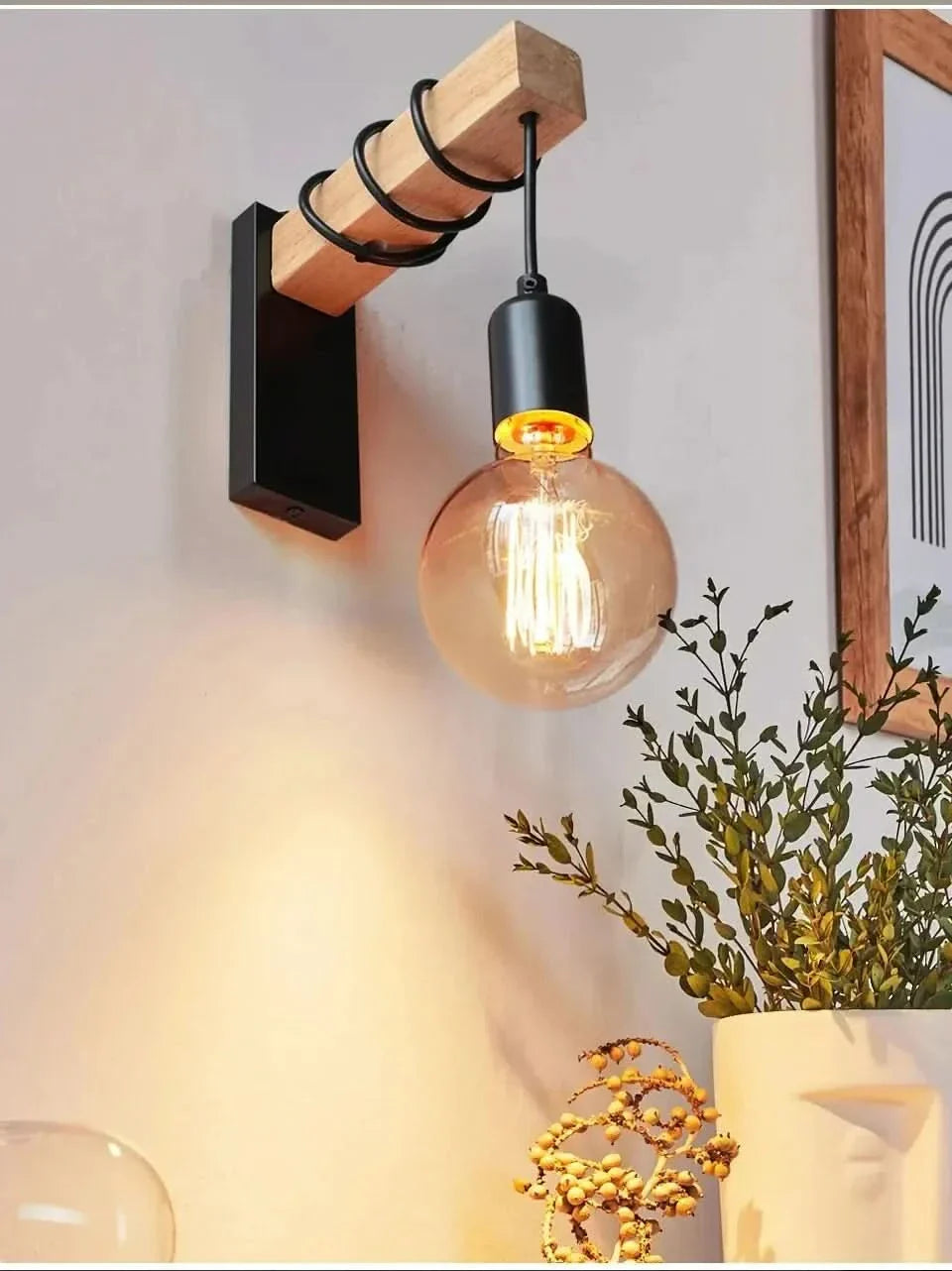 Lisslune | Vintage Wood & Iron Wall Lamp – RetroLume E27