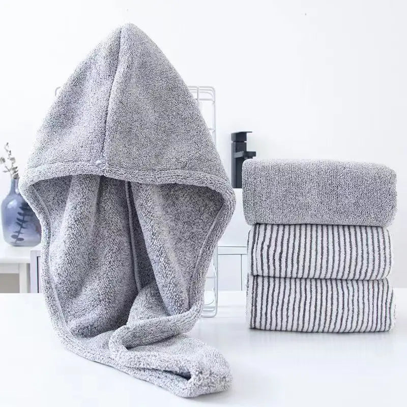 Rynx New Grey Bamboo Activated Charcoal Drying Hood, soft water-absorbing shower caps, home and daily drying hair towels