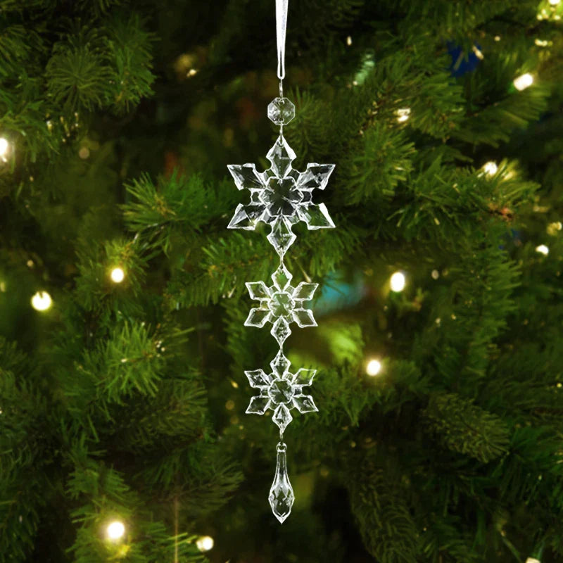 Rynx Christmas Tree Transparent Snowflake Hanging Ornaments Acrylic Pendants 2024 Christmas Decoration for Home Navidad Gifts New Year