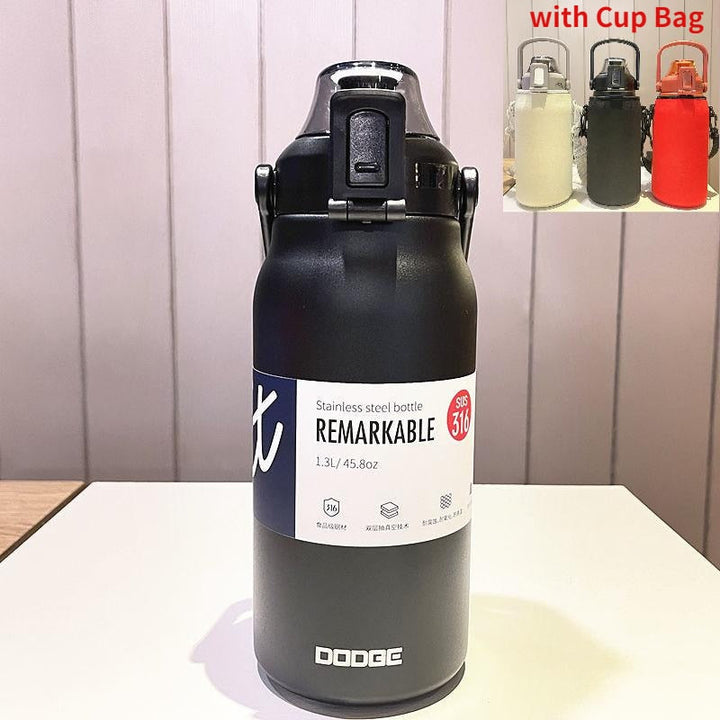 Lisslune | Stainless Steel Built-in Straw Camping Thermos