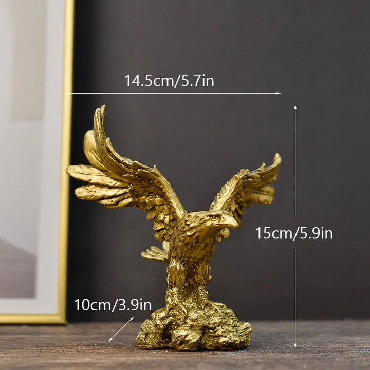 Lisslune | Resin Golden Eagle Statue Art Animal Model Collection Ornament Home Office Desk Feng Shui Decor Figures simple