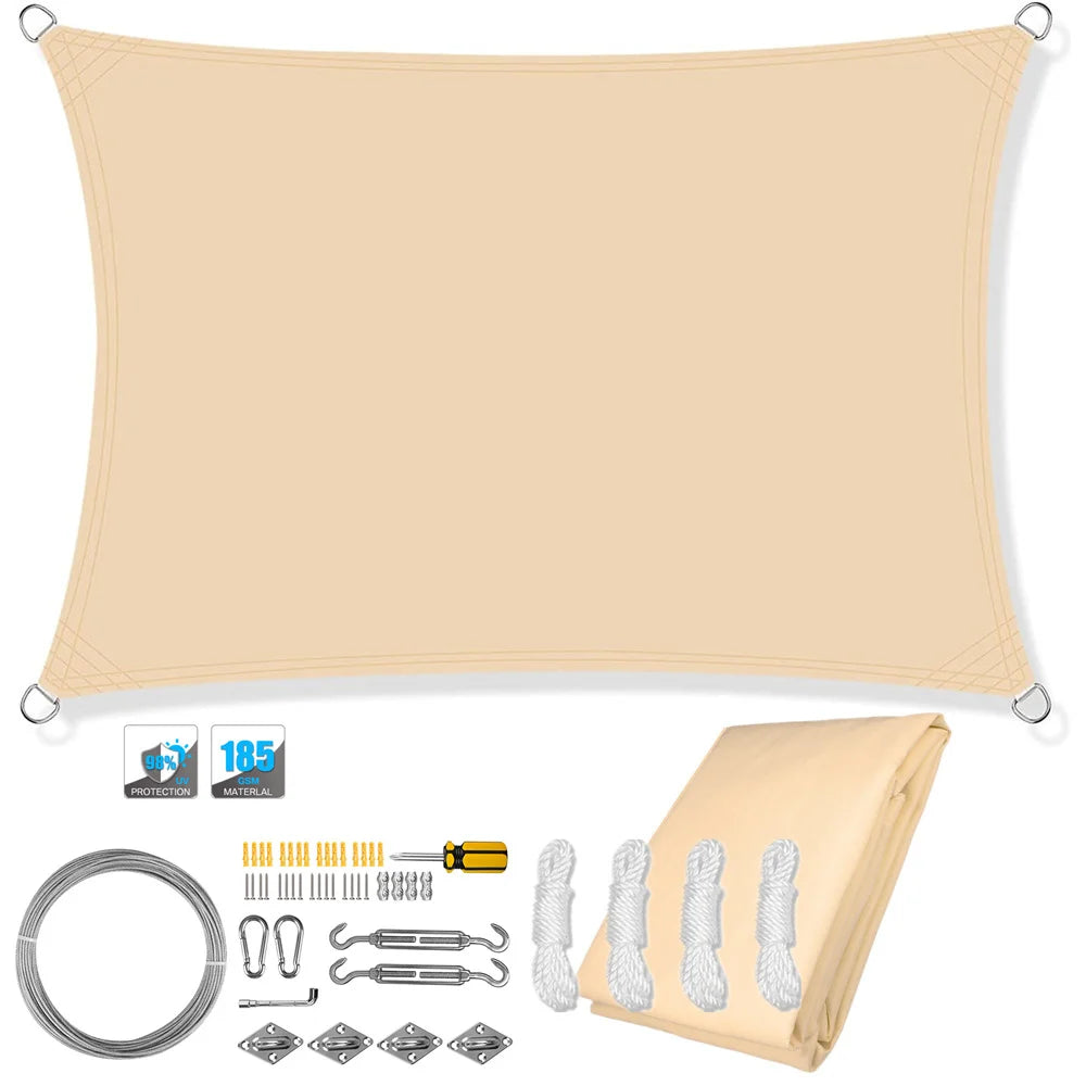 Lisslune | Waterproof Rectangular Sun Shade Sail with UV Protection & Mounting Kits – ShadeGuard