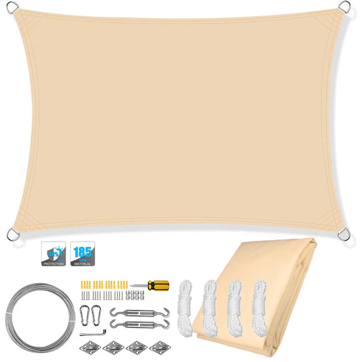 Lisslune | Waterproof Rectangular Sun Shade Sail with UV Protection & Mounting Kits – ShadeGuard